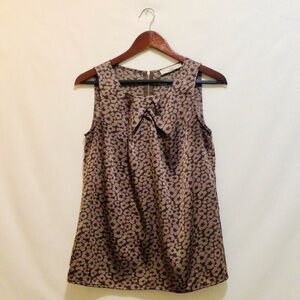 LOFT Tan/Brown Sleeveless Blouse Size Small with zipper in back